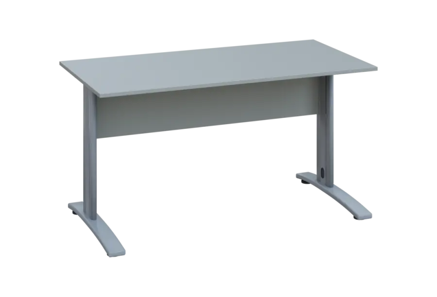 EPK 27 - 14 stůl kancelářský, kovová podnož stříbrná, deska 25 mm, široký 1400 mm, šedá